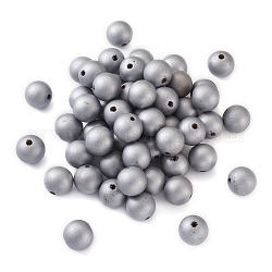 Des perles en bois naturel, sans plomb, teinte, ronde, couleur d'argent, 24~25mm, Trou: 5mm