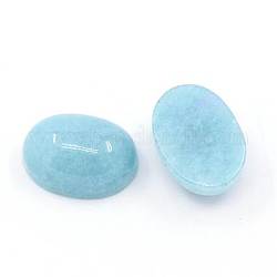 Natural White Jade Cabochons, Dyed, Imitation Aquamarine Color, Oval, Sky Blue, 14x10x3.5mm