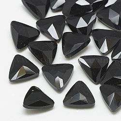 Cabujones de cristal con rhinestone, facetados, triángulo, jet, 9.5x10x4mm