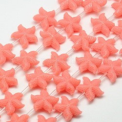 Synthetic Coral Beads Strands, Dyed, Starfish/Sea Stars, Misty Rose, 20x21x8mm, Hole: 1mm, about 15pcs/strand, 16.14 inch