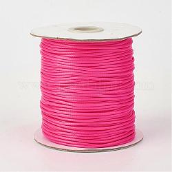Экологически чистый корейский вощеный шнур из полиэстера, темно-розовыми, 2 мм, о 90yards / рулон (80 м / рулон)
