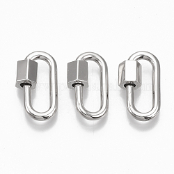 Латунные брелоки с карабином, для изготовления ожерелий, овальные, платина, 20x11.5x2 мм, Винт: 6.5x6.5 мм
