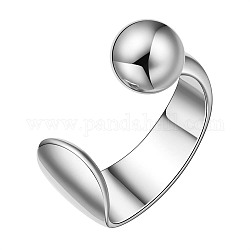 Shegrace anelli per polsini regolabili in argento sterling placcato rodio, anelli aperti, sfera rotonda, platino, taglia 925 degli stati uniti, diametro interno: 5mm