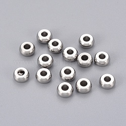 Perles en 304 acier inoxydable, rondelle, couleur inoxydable, 6x3mm