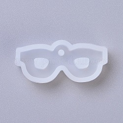 ペンダントシリコンモールド  レジン型  UVレジン用  エポキシ樹脂ジュエリー作り  眼鏡  ホワイト  19x41x8mm  穴：2.5mm