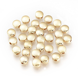 Perles séparateurs en laiton, sans nickel, véritable 18k plaqué or, plat rond, véritable 18k plaqué or, 5x3mm, Trou: 0.8~1mm