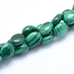 Chapelets de perles en malachite naturelle, ovale, 8x6x3mm, Trou: 0.8mm, Environ 52 pcs/chapelet, 15.75 pouce (40 cm)