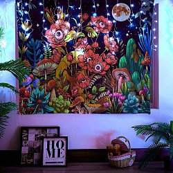 Arazzo da parete botanico astratto a luce nera, arazzo estetico del fungo del bulbo oculare del fiore, per la parete del partito, Camera da letto, soggiorno, colorato, 51.2