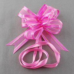 Colored Ribbon, Organza Ribbon and Satin Ribbon, for Christmas Decoration, Golden, Hot Pink, 95x22x1mm