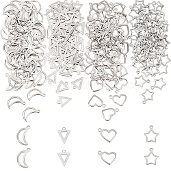 DICOSMETIC 240Pcs 4 Style Stainless Steel Open Pendant Hollow Heart, Triangle, Moon and Star Frame Charms Earring and Neckaces Pendant for Crafts Earring Necklace DIY Jewelry Making