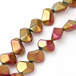 Chapados cuentas de vidrio electroplate completos, polígono, arco iris chapado, 15.5~16x15.5x10~10.5mm, agujero: 1 mm, aproximamente 50~51 pcs / cadena, 27.95''~29.13'' (71~74 cm)
