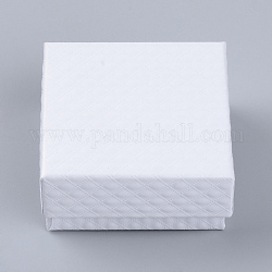 Boîtes de kit de bijoux en carton, avec une éponge à l'intérieur, carrée, blanc, 7.3x7.3x3.5 cm