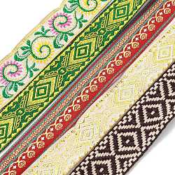 Ленты с вышивкой из полиэстера в этническом стиле, жаккардовая лента для украшения одежды, разноцветные, 3/4~1-1/8 дюйм (18~28 мм), около 4.92~8.75 ярда (4.5~8 м) / пачка