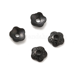 304 protezioni tallone in acciaio inox, fiore, 5 -petal, elettroforesi nera, 4x4x1mm, Foro: 1 mm
