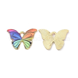 Pendente smaltati in lega, oro chiaro, cadmio & nichel &piombo libero, fascino farfalla, colorato, 15x21.5x1.5mm, Foro: 2x3 mm