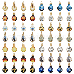 Chgcraft 56 pièces 14 styles pendentifs en alliage d'émail imprimé, or clair, ampoule, Modèles mixtes, 22x12x2.5mm, Trou: 1.8mm, 4 pièces / style
