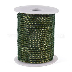 Runde Saite Thread Polyesterkorde, mit Golddraht, dunkelgrün, 2.5 mm, ca. 21.87 Yard (20m)/Rolle