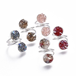 Гальванические стеклянные кольца манжеты, открытые кольца, с кольцами из железа и картона, разноцветные, Размер 7, 17 мм