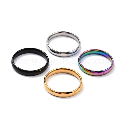 Chapado en iones (ip) 304 anillo de dedo de banda lisa simple de acero inoxidable para mujer, color mezclado, nosotros tamaño 6 (16.5 mm)