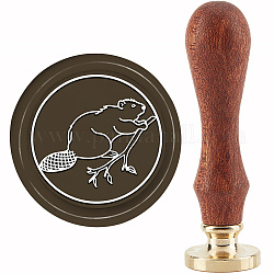 CRASPIRE Beaver Wax Seal Stamp Animal Sealing Wax Stamps 30mm Retro Vintage Removable Brass Stamp Head with Wood Handle for Invitations Cards Gift Packing Decor