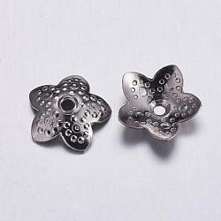 304 cappucci per perle in acciaio inossidabile, 5 -petal, colore acciaio inossidabile, 10x2.5mm, Foro: 1.5 mm