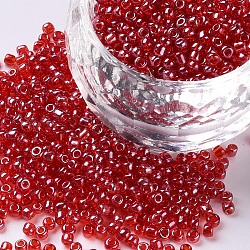Abalorios de la semilla de cristal, trans. colores Abrillantado, redondo, rojo, 2mm, agujero: 1 mm, 30000 unidades / libra