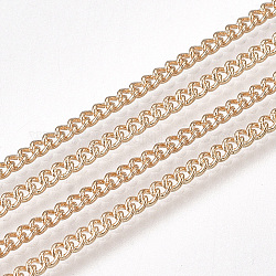 Messing-Bordsteinketten, mit Spule, gelötet, golden, 2.5x2x0.8 mm, ca. 39.37 Fuß (12m)/Rolle