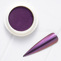Caméléon à l'état solide changement de couleur ongles poudre de chrome, effet de miroir shinning, avec pinceau, violet, 39x17mm