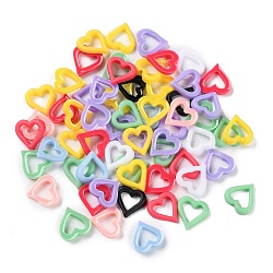 Opaque Resin Cabochons, Heart, Mixed Color, 7.5x7x1.8mm