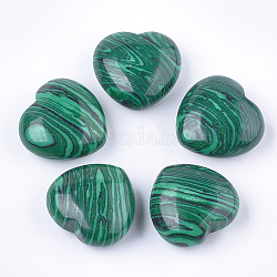Perline di malachite sintetiche, Senza Buco / undrilled, cuore, 29x30x14~15mm
