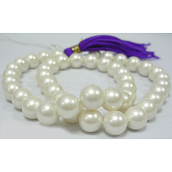 Polished Shell Pearl Round Beads, Nice for Mother's Day Necklace Making, Grade A, White, Size: about 12mm in diameter, hole: about 1mm