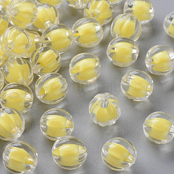 Transparente Acryl Perlen, Perle in Perlen, Kürbis, Gelb, 11x11.5 mm, Bohrung: 2 mm, ca. 610 Stk. / 500 g