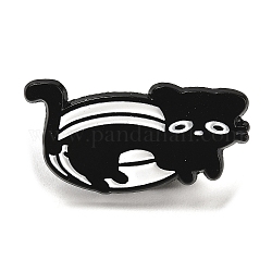 Spilla smaltata gatto dei cartoni animati, spilla in lega per vestiti zaino, nero, 14.5x28x1.5mm