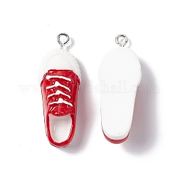 Ciondoli di resina, con anello di ferro, scarpe charms, rosso, 35x13x11mm, Foro: 2 mm