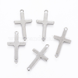201 Stainless Steel Links connectors, Sideways Cross, Stainless Steel Color, 23x12.5x0.8mm, Hole: 1.5mm