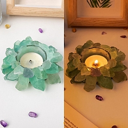 Natürliche rohe grüne Fluorit-Kerzenhalter, für Duftdiffusor, Reiki-Energiestein-Display-Dekoration, 10 cm, Innendurchmesser: 4 cm