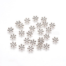 Tibetan Style Alloy Spacer Beads, Snowflake, Cadmium Free & Lead Free, Antique Silver, 8x7x2mm, Hole: 1.5mm
