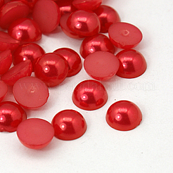 Acrylic Cabochons, Imitation Pearl, Half Round/Dome, Crimson, 10x5mm, about 1000pcs/bag