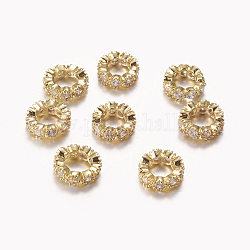 Perline zirconi micro pave  in ottone, rondelle, oro, 8mm