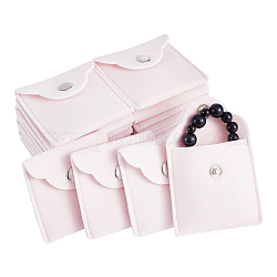 Bolsas de almacenamiento de joyas de terciopelo, con botones a presión, cuadrado, rosa brumosa, 5.8x5.9x0.85 cm
