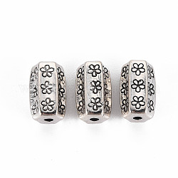 Tibetischer stil legierung perlen, Blume, cadmiumfrei und bleifrei, Antik Silber Farbe, 13x8x8 mm, Bohrung: 1.8 mm, ca. 420 Stk. / 1000 g