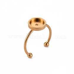 201 ajuste de anillo de almohadilla de acero inoxidable, Corte con laser, dorado, Bandeja: 8 mm, nosotros tamaño 8 (18 mm)
