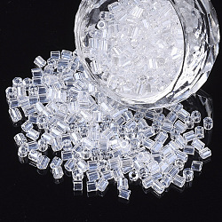 8/0 deux verre taillé perles de rocaille, hexagone, lustre de couleurs transparentes, clair, 2.5~3x2.5mm, Trou: 0.9mm, environ 15000 pcs / sachet 