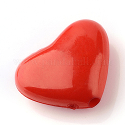 Opaque Acrylic Beads, Heart, Red, 10x10.5x5.5mm, Hole: 1.5mm, about 1250pcs/500g