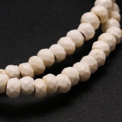 Fili di perline turchesi sintetiche a rondelle sfaccettate, tinto, bianco, 4x2mm, Foro: 1 mm, circa 166pcs/filo, 15.7 pollice