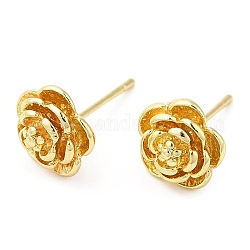 Flower Alloy Stud Earrings for Women, with 304 Stainless Steel Steel Pin, Cadmium Free & Lead Free, Light Gold, 8.5x9mm