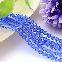 Imitazione sfaccettato cristallo austriaco fili di perle, grado aaa, bicono, blu royal, 10x10mm, Foro: 0.9~1 mm, circa 40pcs/filo, 15.7 pollice