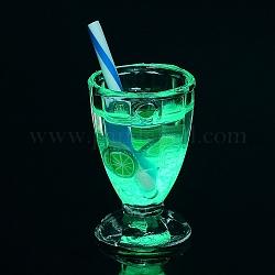 Luminous Transparent Resin Pendants, Fruit Drink Charms, Lemon, 30.5x16mm, Hole: 1.8mm