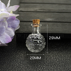 Contenants de billes de verre transparent, avec du liège, souhaitant bouteille, ronde, 2x2.9 cm