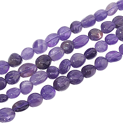 NBEADS About 60~90 Pcs Oval Gemstone Beads, 8~15x7~12mm Natural Amethyst Beads Irregular Natural Stone Beads Undyed Loose Beads for Necklace Bracelet Jewelry Making, Hole: 1mm